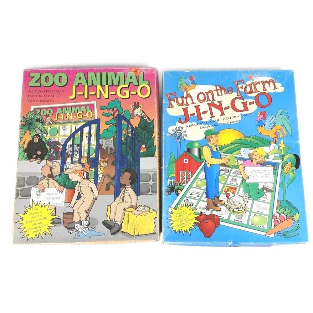 JINGO Bingo Style Educational Game Vtg 90’s Fun On The Farm & Zoo Animals Set